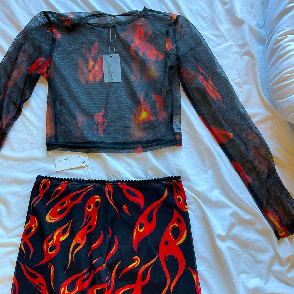 Outcast Clothing fire flames set rave-wear small